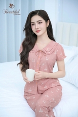 Y674B Lụa Mango quần dài CAM nơ cổ dây buộc