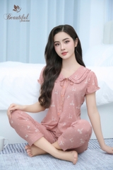 Y674B Lụa Mango quần dài CAM nơ cổ dây buộc