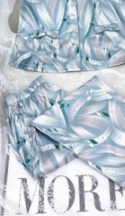 Y681B Lụa satin quần lỡ XANH vệt sơn PJM