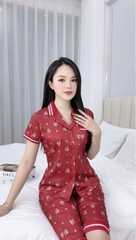 Y692B Lụa vân quần lửng ĐỎ nơ PJM phối ren