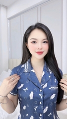 Y692A Lụa vân quần lửng XANH nơ PJM phối ren
