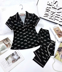 Y709D Lụa Mango quần dài ĐEN OO cổ PJM