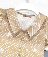 Y736B Lụa Satin quần dài VÀNG sọc cổ sen W