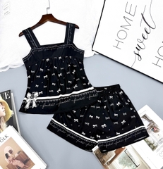 Y719F Lụa Satin 2 dây ĐEN chữ love