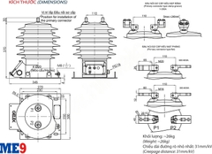Biến dòng 15kV ngoài trời 1 cuộn thứ cấp Emic