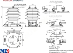 Biến dòng 22kV ngoài trời 1 cuộn thứ cấp Emic