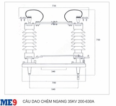 Cầu dao cách ly ngoài trời chém ngang