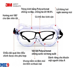 Kính bảo hộ chống hoá chất 3M 1621