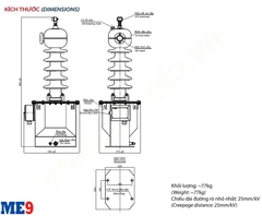 Máy biến áp cấp nguồn ngâm dầu 35kV 1 sứ Emic