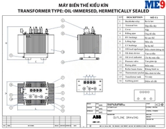 Máy biến áp dầu kiểu kín ABB 22kV