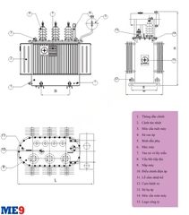 Máy biến áp 3 pha kiểu hở Mahatachi 35kV