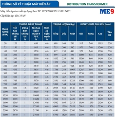 Máy biến áp 3 pha kiểu kín Mahatachi 22kV