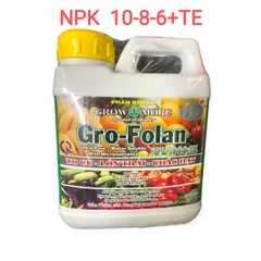 Phân bón lá GRO FOLAN NPK 10-8-6 + TE Tốt lá, đẻ nhánh, cây đẹp, xuất xứ Mỹ