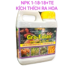 Phân bón Grow more GRO FOLAN NPK 1-18-18+TE Hoa đẹp, To Củ, Lớn Trái, Chắc Hạt