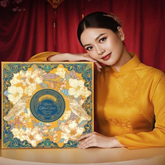 Hộp đựng quà tết cứng cao cấp, khoá nam châm kèm túi xách - NIÊN HOA VÀNG / KHAI PHÚC - {{store}}