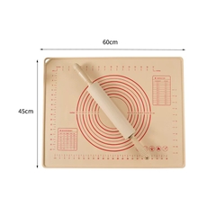 Mua 1 Tặng 2 - Thảm nhào và cây lăn bột silicone 45x60, thảm cán silicone nhà bếp