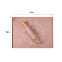 Mua 1 Tặng 2 - Thảm nhào và cây lăn bột silicone 45x60, thảm cán silicone nhà bếp