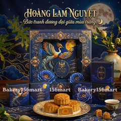 HỘP TRUNG THU HOÀNG LAM NGUYỆT – HỘP 4 BÁNH 150–250G | Giấy mềm, tự gấp xếp, thiết kế nghệ thuật đương đại {{store}}