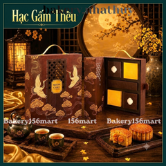BST Hộp Trung Thu Cao Cấp Thượng Uyển | Hạc Gấm Thêu 4 Bánh Trà | 6 Bánh 150g-250g - {{store}}
