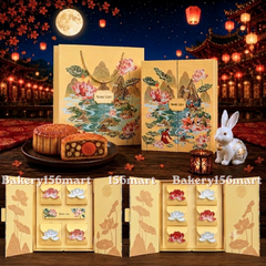Hộp Trung thu Cứng Cao Cấp -Trăng Ngọc Liên Hoa-Hằng Nga Du Nguyệt 4 bánh trà / 6 Bánh