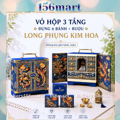 Vỏ Hộp trung thu cứng cao cấp 3 tầng  6 bánh và Rượu | Long Phụng Kim Hoa |