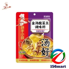 Lẩu cá dưa chua Haidilao cải ngâm súp vàng.