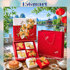 Hộp trung thu Thu Hoa 4 bánh -nhận in logo