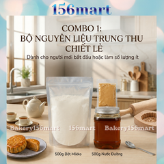 COMBO VỎ BÁNH NƯỚNG:Gồm bột trộn sẵn mikko+ nước đường bánh nướng + bơ đậu phộng