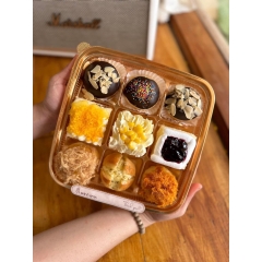Hộp Nhựa 9 Ô Nắp Trong, Hộp Đựng Bánh Thú Mini, Bánh Thỏi Vàng 50-75gr