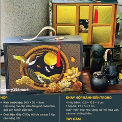 Hộp trung thu Hạc Vàng - cứng cao cấp 4 bánh trà / 6 bánh