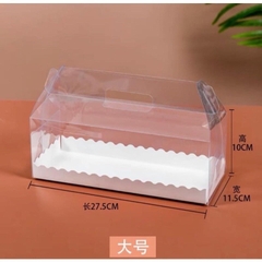 Hộp Nhựa trong quai xách đựng Bánh Bông Lan Cuộn