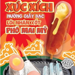 XÚC XÍCH NƯỚNG GIẤY BẠC LÕI NHÂN XỐT PHÔ MAI MỸ 500G (10 cây)