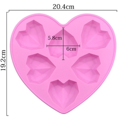 Khuôn silicon tim kim cương 3d làm bánh socola thạch cau râu 6 ô, 8 ô, 15 ô, tim lớn valentine