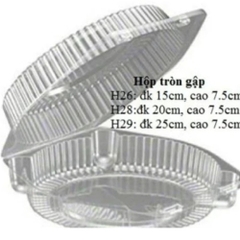 Set 10 Hộp Nhựa Tròn Nắp Gập H26/H28/H29 - Hộp Đựng bánh bông lan