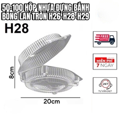 50-100 Hộp Nhựa Đựng Bánh Bông Lan Tròn H26 - H28 – H29