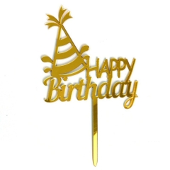 Cây cắm happy brithday meka trang trí bánh sinh nhật tráng gương, thẻ cắm meca