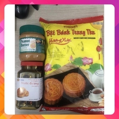 COMBO VỎ BÁNH NƯỚNG:Gồm bột trộn sẵn mikko+ nước đường bánh nướng + bơ đậu phộng
