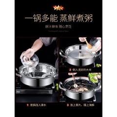 Nồi lẩu hơi inox / Nồi hấp thủy nhiệt 34-40cm