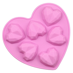 Khuôn silicon tim kim cương 3d làm bánh socola thạch cau râu 6 ô, 8 ô, 15 ô, tim lớn valentine