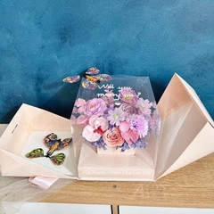 Hộp Hoa Mở Đôi, Hộp Giấy Cắm Hoa, Đựng Quà Tặng, Bánh Kem 20cm [Hộp Hoa Hồ Điệp]