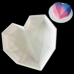 Khuôn silicon tim kim cương 3d làm bánh socola thạch cau râu 6 ô, 8 ô, 15 ô, tim lớn valentine