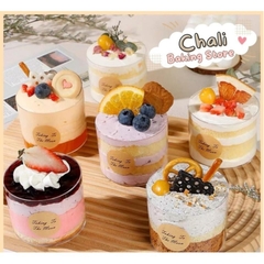 10 Cốc nhựa tròn 200ml GD2017 có nắp - đựng bánh lạnh, mousse ( 8,2 x 5,7 x 7,8 cm ) -156MART