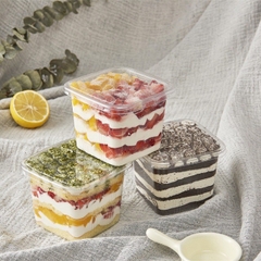 50 -100 Hộp Nhựa HT10-8 Vuông Đựng Bánh Lạnh, Bánh Mousse, Tiramisu B10-8 JB10