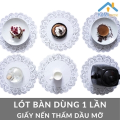 (Bộ 140 tờ) Giấy nến có hoa văn cho nồi chiên không dầu và trang trí trải bàn ăn (Cỡ 21.5cm)