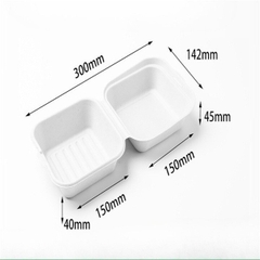 Hộp bã mía vuông đựng bánh, hamburger dùng một lần kích thước: 15 x 15 x 8 cm | Đáy: 9 x 9 cm -156MART