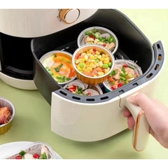 50 Cốc Nhôm Cốc Thiếc Đựng Bánh Tart Trứng, Nướng Bánh Trực Tiếp 125ml Kèm Nắp Trong [8435]