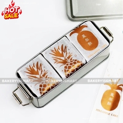 Hộp Thiếc Tiramisu, Hộp Bánh Dứa, Bánh Quy, Bánh Lạnh, Hộp Đựng Thực Phẩm 450ml Có Khoá Cài Siêu Hot