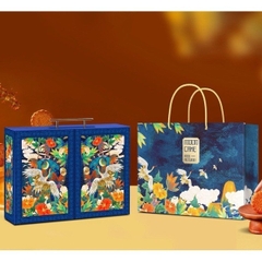 Hộp Trung Thu Cứng Cao Cấp Khóa Nam Châm Song Hạc 6 bánh hoặc 4 bánh + trà