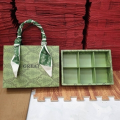 5 Hộp mini xanh guci kèm khăn đựng bánh 50-80g