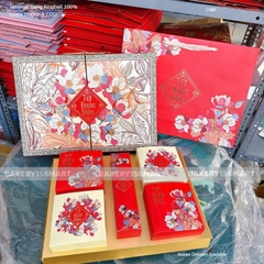 Hộp trung thu Hoa Nguyệt Viên - 4 bánh trà  - 6 bánh -hộp cứng cao cấp quai inox  kèm túi xách (nhận in logo)